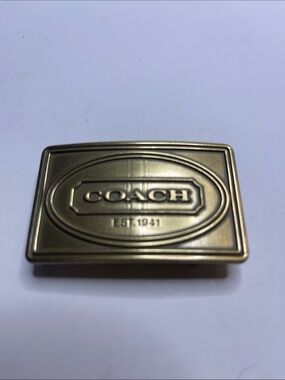 COACH Brass Tone Logo Belt Buckle - Gold
